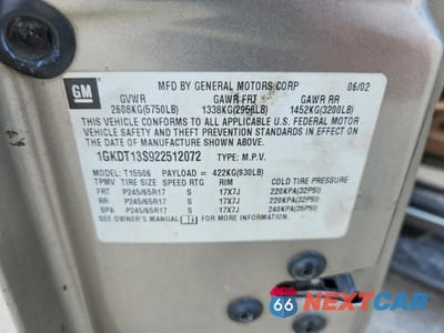 Zdjęcie 13 z 13 samochodu: 2002 GMC ENVOY VIN:1GKDT13S922512072 - miniatura