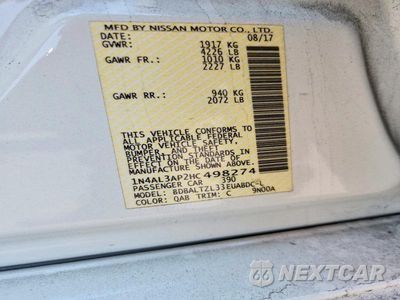 Zdjęcie 12 z 12 samochodu: 2017 NISSAN ALTIMA 2.5 SL VIN:1N4AL3AP2HC498274 - miniatura