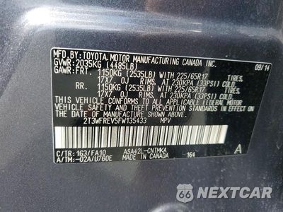 Zdjęcie 12 z 12 samochodu: 2015 TOYOTA RAV4 XLE VIN:2T3WFREV5FW135433 - miniatura