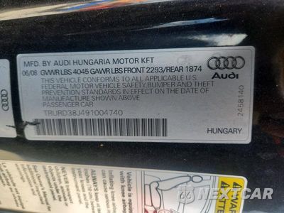 Zdjęcie 12 z 12 samochodu: 2009 AUDI TT 3.2 QUATTRO VIN:TRURD38J491004740 - miniatura