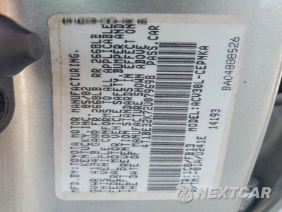 Zdjęcie 12 z 12 samochodu: 2002 TOYOTA CAMRY LE VIN:4T1BE32K72U079698 - miniatura
