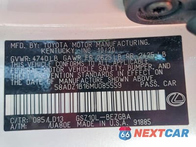 Zdjęcie 13 z 13 samochodu: 2021 LEXUS ES 350 BASE VIN:58ADZ1B16MU085559 - miniatura