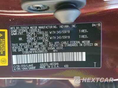 Zdjęcie 13 z 13 samochodu: 2019 TOYOTA HIGHLANDER LIMITED PLATINUM VIN:5TDDZRFH1KS986535 - miniatura