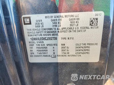 Zdjęcie 13 z 13 samochodu: 2012 CHEVROLET TRAVERSE LTZ VIN:1GNKVLED8CJ352739 - miniatura