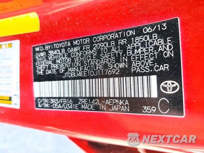 Zdjęcie 12 z 12 samochodu: 2013 TOYOTA COROLLA BASE VIN:JTDBU4EE1DJ117692 - miniatura