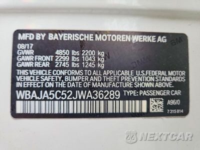 Zdjęcie 12 z 12 samochodu: 2018 BMW 530 I VIN:WBAJA5C52JWA36289 - miniatura