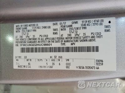 Zdjęcie 13 z 13 samochodu: 2017 FORD ESCAPE SE VIN:1FMCU9GD2HUC98601 - miniatura