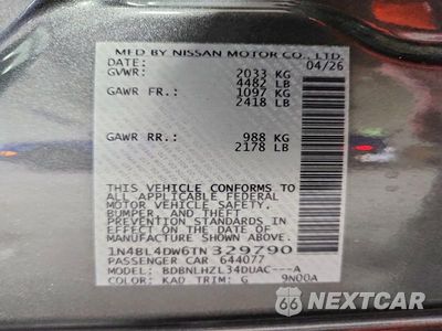 Zdjęcie 12 z 12 samochodu: 2026 NISSAN ALTIMA SV VIN:1N4BL4DW6TN329790 - miniatura