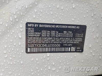 Zdjęcie 12 z 12 samochodu: 2020 BMW X3 SDRIVE30I VIN:5UXTY3C04LLE55506 - miniatura