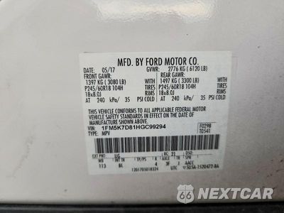 Zdjęcie 14 z 14 samochodu: 2017 FORD EXPLORER XLT VIN:1FM5K7D81HGC99294 - miniatura
