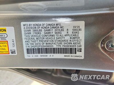 Zdjęcie 12 z 12 samochodu: 2025 HONDA CIVIC SPORT VIN:2HGFE2F52SH586503 - miniatura