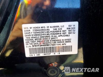 Zdjęcie 13 z 13 samochodu: 2014 HONDA PILOT EX VIN:5FNYF3H48EB017969 - miniatura