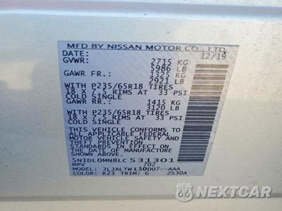 Zdjęcie 13 z 13 samochodu: 2020 INFINITI QX60 LUXE VIN:5N1DL0MN8LC531301 - miniatura