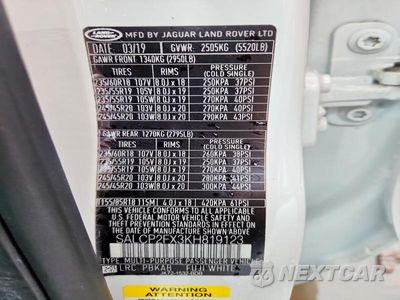 Zdjęcie 13 z 13 samochodu: 2019 LAND ROVER DISCOVERY SPORT SE VIN:SALCP2FX3KH819123 - miniatura