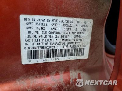 Zdjęcie 12 z 12 samochodu: 2012 HONDA FIT SPORT VIN:JHMGE8H5XCC042112 - miniatura