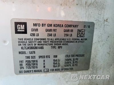 Zdjęcie 12 z 12 samochodu: 2016 CHEVROLET TRAX LS VIN:KL7CJKSB0GB614465 - miniatura
