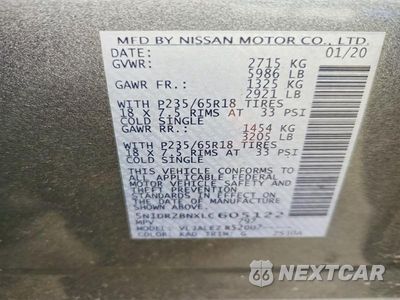 Zdjęcie 13 z 13 samochodu: 2020 NISSAN PATHFINDER SV VIN:5N1DR2BNXLC605122 - miniatura