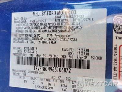 Zdjęcie 12 z 12 samochodu: 2006 FORD MUSTANG VIN:1ZVFT80N965106872 - miniatura
