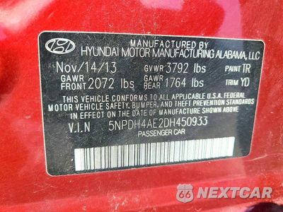 Zdjęcie 12 z 12 samochodu: 2013 HYUNDAI ELANTRA GLS VIN:5NPDH4AE2DH450933 - miniatura