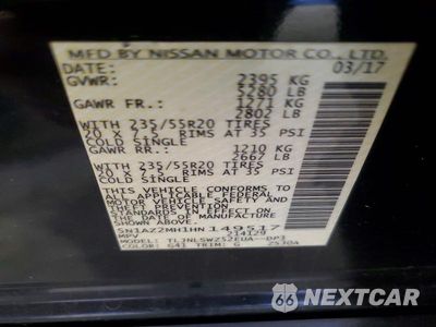 Zdjęcie 13 z 13 samochodu: 2017 NISSAN MURANO PLATINUM VIN:5N1AZ2MH1HN149517 - miniatura