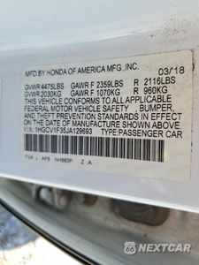 Zdjęcie 12 z 12 samochodu: 2018 HONDA ACCORD SPORT VIN:1HGCV1F35JA129693 - miniatura