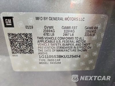Zdjęcie 12 z 12 samochodu: 2019 CHEVROLET IMPALA PREMIER VIN:1G1105S38KU125454 - miniatura