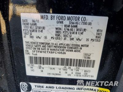 Zdjęcie 12 z 12 samochodu: 2011 FORD F150 SUPERCREW VIN:1FTFW1ETXBFC10526 - miniatura
