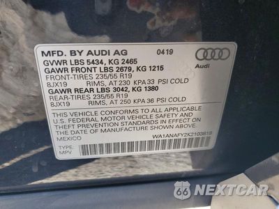 Zdjęcie 14 z 14 samochodu: 2019 AUDI Q5 PREMIUM VIN:WA1ANAFY2K2103818 - miniatura
