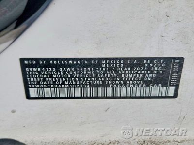Zdjęcie 12 z 12 samochodu: 2019 VOLKSWAGEN JETTA SEL PREMIUM VIN:3VWG57BU4KM102634 - miniatura