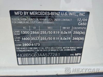 Zdjęcie 13 z 13 samochodu: 2010 MERCEDES-BENZ ML 350 VIN:4JGBB5GB3AA577281 - miniatura