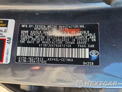 Zdjęcie 12 z 12 samochodu: 2011 TOYOTA CAMRY LE VIN:4T1BF3EK7BU612108 - miniatura