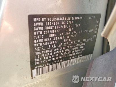 Zdjęcie 13 z 13 samochodu: 2017 VOLKSWAGEN TIGUAN S VIN:WVGAV7AX1HK042991 - miniatura