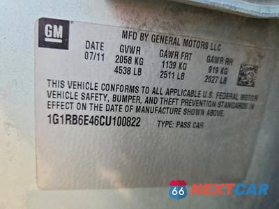 Zdjęcie 12 z 12 samochodu: 2012 CHEVROLET VOLT VIN:1G1RB6E46CU100822 - miniatura