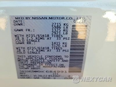 Zdjęcie 14 z 14 samochodu: 2017 NISSAN PATHFINDER SV VIN:5N1DR2MM0HC684991 - miniatura