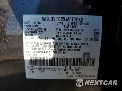 Zdjęcie 13 z 13 samochodu: 2019 FORD EDGE SEL VIN:2FMPK4J97KBB25149 - miniatura