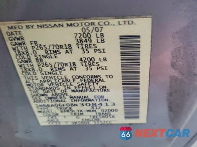 Zdjęcie 12 z 12 samochodu: 2008 NISSAN TITAN XE FFV VIN:1N6BA06F08N308413 - miniatura