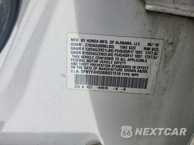 Zdjęcie 13 z 13 samochodu: 2011 HONDA PILOT EXL VIN:5FNYF4H55BB031516 - miniatura