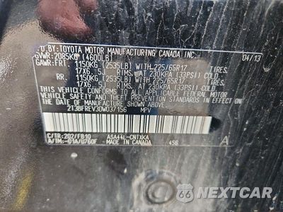 Zdjęcie 14 z 14 samochodu: 2013 TOYOTA RAV4 LE VIN:2T3BFREV3DW037156 - miniatura