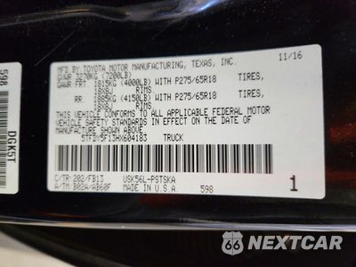 Zdjęcie 13 z 13 samochodu: 2017 TOYOTA TUNDRA SR5 VIN:5TFDY5F13HX604183 - miniatura