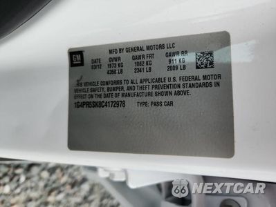 Zdjęcie 12 z 12 samochodu: 2012 BUICK VERANO CONVENIENCE VIN:1G4PR5SK8C4172978 - miniatura