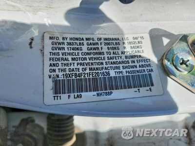 Zdjęcie 12 z 12 samochodu: 2015 HONDA CIVIC HYBRID VIN:19XFB4F21FE201636 - miniatura
