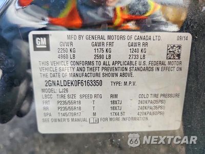 Zdjęcie 13 z 13 samochodu: 2015 CHEVROLET EQUINOX LTZ VIN:2GNALDEK0F6163350 - miniatura