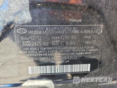 Zdjęcie 12 z 12 samochodu: 2013 HYUNDAI SONATA LIMITED VIN:5NPEC4AC1DH643172 - miniatura