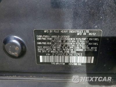 Zdjęcie 12 z 12 samochodu: 2012 SUBARU FORESTER 2.5X PREMIUM VIN:JF2SHADC4CH439253 - miniatura