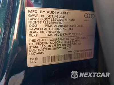 Zdjęcie 14 z 14 samochodu: 2021 AUDI Q8 PRESTIGE VIN:WA1CVAF19MD036184 - miniatura
