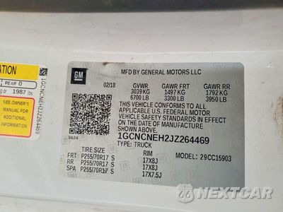 Zdjęcie 12 z 12 samochodu: 2018 CHEVROLET SILVERADO C1500 VIN:1GCNCNEH2JZ264469 - miniatura