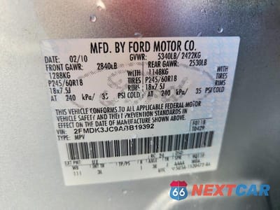 Zdjęcie 13 z 13 samochodu: 2010 FORD EDGE SEL VIN:2FMDK3JC9ABB19392 - miniatura