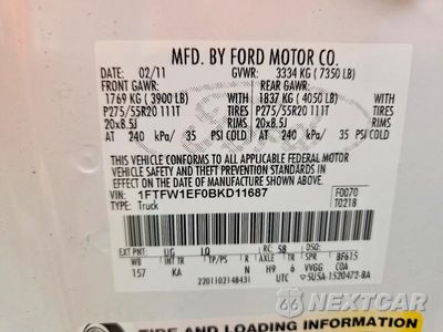 Zdjęcie 12 z 12 samochodu: 2011 FORD F150 SUPERCREW VIN:1FTFW1EF0BKD11687 - miniatura