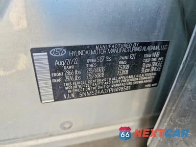 Zdjęcie 13 z 13 samochodu: 2023 HYUNDAI SANTA FE SEL VIN:5NMS24AJ7PH498581 - miniatura
