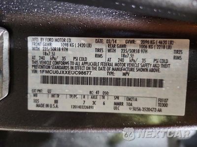 Zdjęcie 12 z 12 samochodu: 2014 FORD ESCAPE TITANIUM VIN:1FMCU0JXXEUC98677 - miniatura